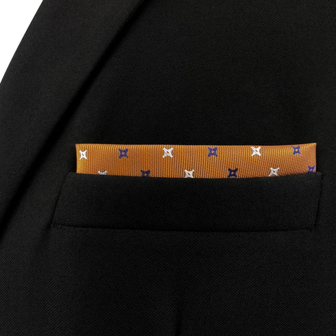 S&W SHLAX&WING Pocket Squares for Men Orange with Blue White Dots Color Edge for Suit...