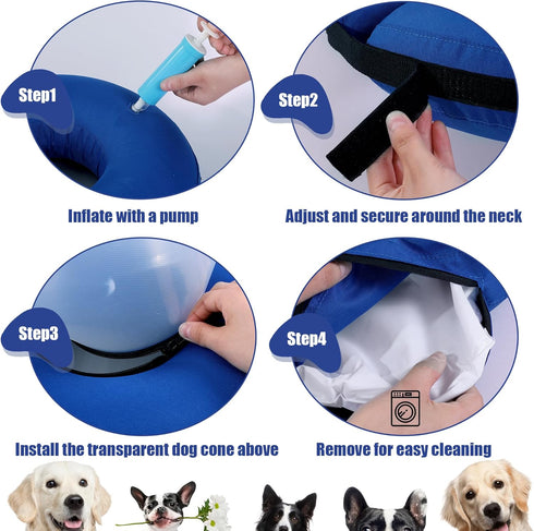 Inflatable Dog Cone Collar,Dog Cone Collar for Large Medium Small Dogs Adjustable Recovery Cone for Pets After Surgery Soft Dog Cone with Enhanced...