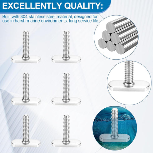 T Bolts for Kayak Track/Rail, Kayak Track Mount Accessories Screws 1 Inch Long, Nuts 1/2 Inch Wide, Kayak Hardware T-Slot Bolts 6 Pack...