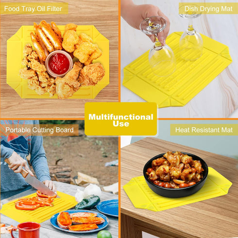 Silicone Collapsible Camping Bowls with Lids, Reusable Food Storage Container, Magnetic Suction Folding Dinner Plates for Parties, Camping, Hiking...