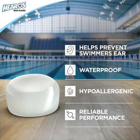 Hearos 5068 Moldable Silicone Waterproof Swimming Earplug, NRR 22, Pairs, Pack of 8...