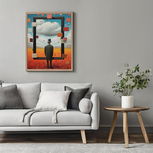 Posterizer 1 pcs-desert man entranced by an empty frame-Abstract & Modern Art-Fantasy & Fiction Art-Gift for Art Lovers-Decor for Home & Office- U...