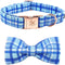 Elegant little tail Dog Collar, Blue Plaid Dog Collar Bow Boy Pet Collar with Metal Buckle Pet Dog Bows Soft Adjustable Dog Collar for Small Dogs...