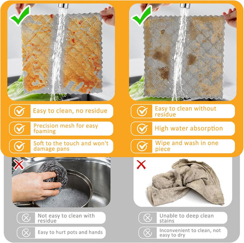 Multipurpose Wire Dishwashing Rags for Wet and Dry - Non Scratch Wire Dishcloth - Wire Miracle Cleaning Cloths New Upgrade Scrubs and Cleans Cookw...