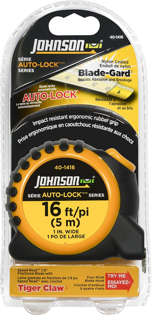 Johnson Level & Tool 40-1416 16' x 1" Auto-Lock™ Inch/Metric Power Tape...