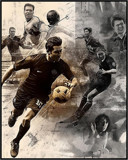 Posterizer 1 pcs-retro football soccer collage poster-Sports & Hobby Art Gifts for sports fans Decor for Home & Office- unframed wall art...