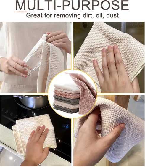 Dish Cloths for Washing Dishes, 6 Pack Kitchen Dish Cloths, Super Absorbent Microfiber Cleaning Cloth, Premium waffle dish towels for kitchen, 12x...