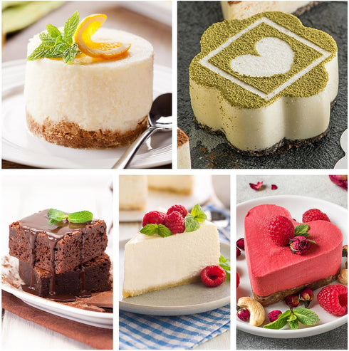 HULISEN Set of 5 Cake Ring Mold, Stainless Steel 3” Dessert Food Molds with Pushers, Food Cooking Rings for Tuna Tartare, Pancake, Rice...