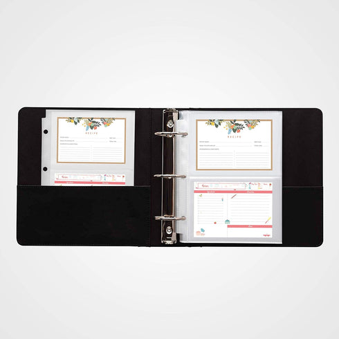 Recipe Card Protectors 8.5x6.8 Inch Recipe Card Sleeves for Mini Binders 4x6 Index Card Sleeves Recipe Book 2 Pocket per Page Refill Sheets, 30 Co...