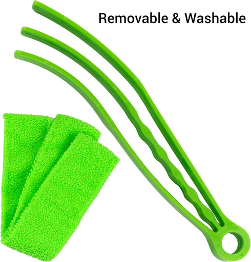 2 Pieces Microfiber Blind Duster Brushes with 6 Microfiber Sleeves Window Blind Cleaner Dust Collector Tools with Extra Microfiber Sleeves for Win...