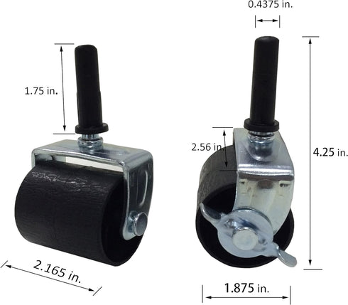 King's Brand Heavy Duty Caster Wheels for Bed Frame ~Set of 4~ (2 Locking & 2 None Locking)...