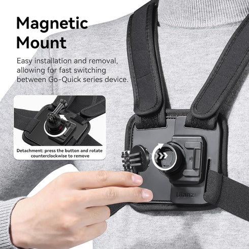 ULANZI CM028 Adjustable Chest Mount Harness w Vertical/Horizontal Switching for GoPro DJI Insta360 Action Cameras - Phone POV Chest Strap Mount Ha...