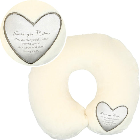 Pavilion Gift Company Mom-12 Royal Plush Love You Mom-Soft Memory Foam Travel Hospital Stay Neck Pillow, 12", Cream...