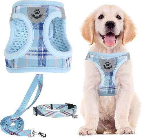PUPTECK Adjustable Dog Harness Collar and Leash Set Step in No Pull Pet Harness for Small Medium Dogs Puppy and Cats Outdoor Walking Running, Soft...