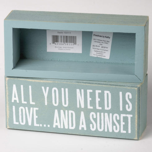 Primitives by Kathy 19111 Beach-Inspired Blue Box Sign, 6 by 2.5-Inch, and a sunset...
