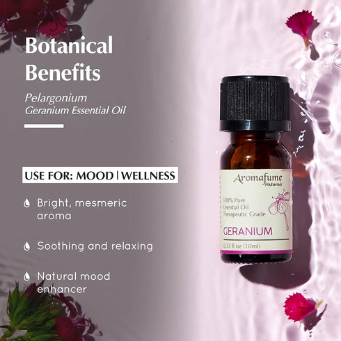 AROMAFUME Geranium Essential Oil - 100% Natural, Therapeutic Grade Essential Oils - Pure, Floral Aromatherapy Oil for Home Diffusers - Gifts for H...
