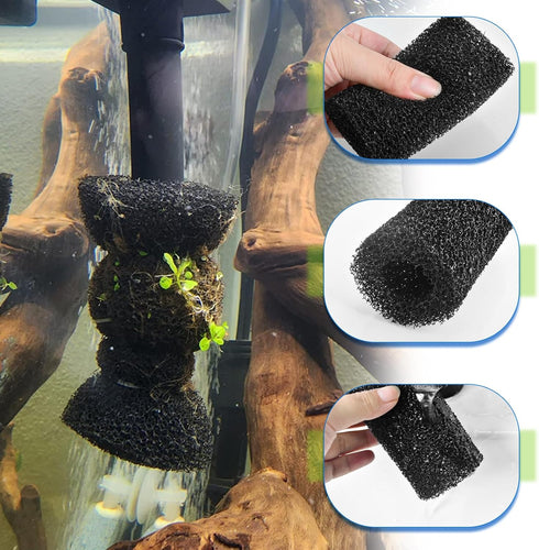 12 Pieces Aquarium Filter Sponge 0.8" Intake Shrimp Filter Coarse Sponge Filter for Aquarium Fish Tank, Protect Fish Fry and Shrimp, Black...