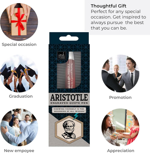 Inkstone Aristotle Enlightened Quote Pen Knowing Yourself is the Beginning of All Wisdom...