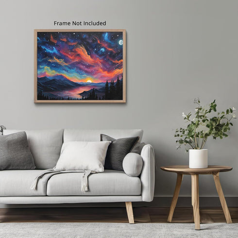 Posterizer 1 pcs- mountains, trees, night sky landscape nature 6-Landscape & Nature Art-Floral Botanical Art- Decor for Home & Office- unframed wa...