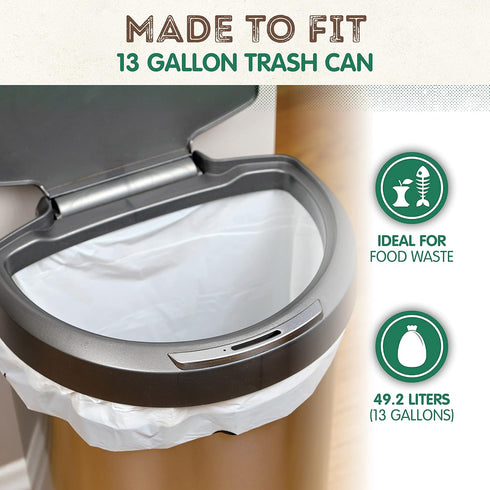 KC’s Compostable Tall Kitchen Trash Bags 13 Gallon, 25 Bags | Easy-Tie Drawstring Closure, 3X Extra Durable & Plant-Based Compostable Garbage Bags...