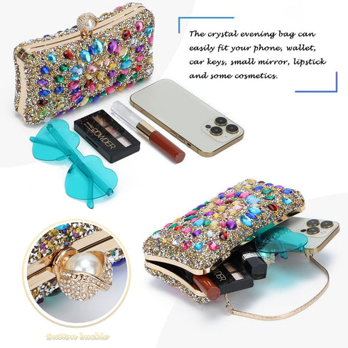 Lanpet Women Clutches Multicolor Crystal Rhinestone Evening Handbag Chain Strap Shoulder Bag...