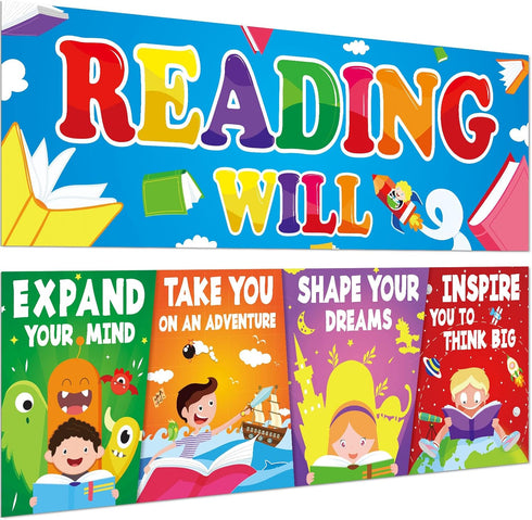 2PCS Classroom Decorations Banner Posters for Teachers Bulletin Board and Wall Decor for Pre School Elementary Middle School...