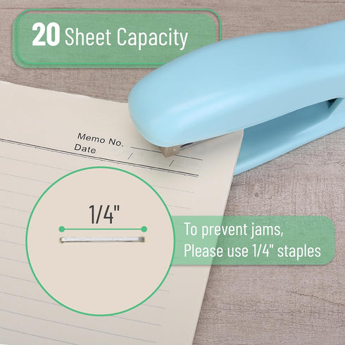 Mr. Pen- Staplers for Desk, 2 Pack with 200 Staples, 20 Sheet Capacity, Blue, Office Stapler, Desk Stapler, Stapler with Staples, Stapler Set...