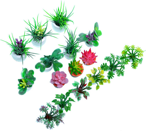 Miniature Dollhouse Accessories 16 Pieces Miniatures Plants Flowers Bonsai Greenery Ornament Mini Toys for Dollhouse Fairy Garden Landscape DIY De...