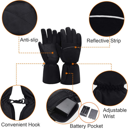 SPRING Electric Heated Gloves,Portable Battery Heating Thermal Gloves,Waterproof Touchscreen Gloves for Cycling,Motorcycle,Hiking,Snowboarding Out...