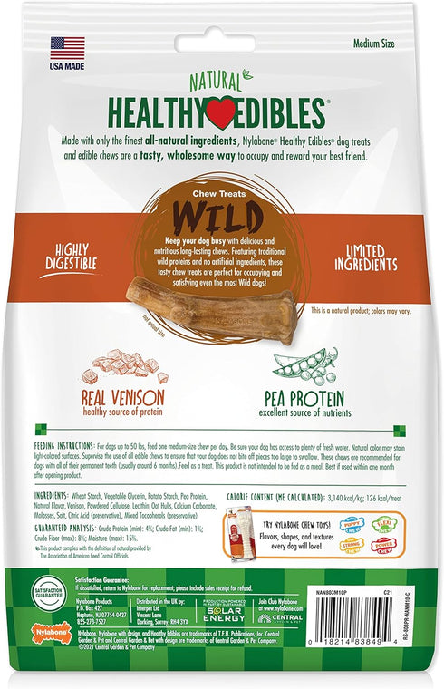Nylabone Healthy Edibles WILD Antler Natural Long Lasting Venison Flavor Dog Chew Treats Antler Medium/Wolf (10 Count), -...