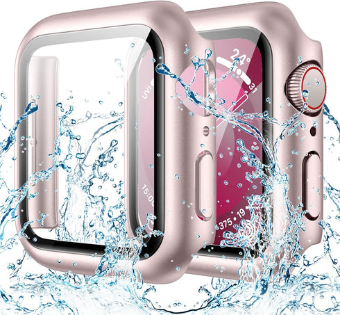 Goton Waterproof Case for Apple Watch 41mm Series 9 8 7 with Tempered Glass Screen Protector, iWatch Full Protective Hard PC Bumper Case Face Cove...