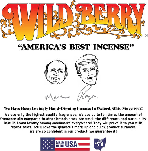 Wild Berry Incense Sticks - King Cake - Delectable Cinnamon Sugar Scent with Vanilla - Hand Dipped in The USA (100 Count)...