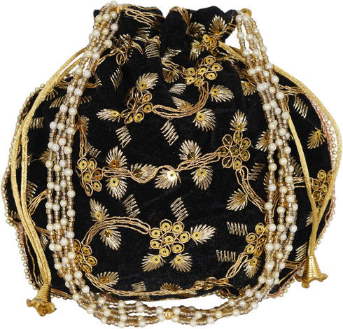 Radharani Arts 01 PC Women Handicrafts and jewellery Designer Velvet Potli Bags or Wristlets or rajasthani batwa for Wedding & Parties, Best for g...