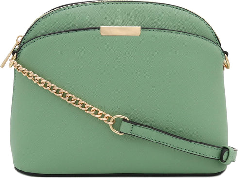 FashionPuzzle Saffiano Small Dome Crossbody bag with Chain Strap...