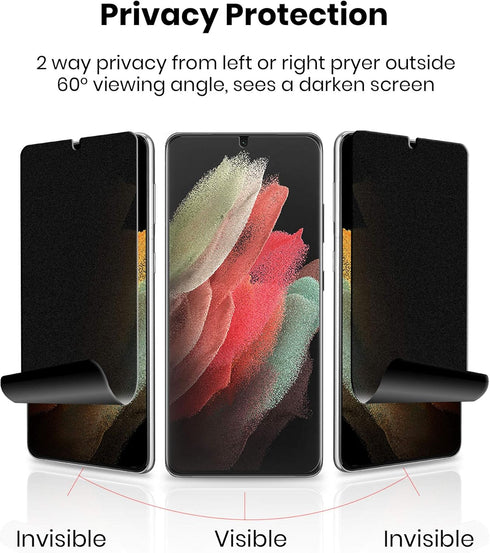 Galaxy S21 Ultra 5G Screen Protector Matte Privacy Full Adhesive Soft Film (NOT Tempered Glass), Support Fingerprint Unlock Matte Finish Surface A...