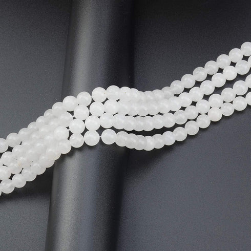 LPBeads 100pcs Polished 8mm Round Natural White Jade Gemstone Loose Beads with Stretch Cord for Jewelry Making Bracelets...