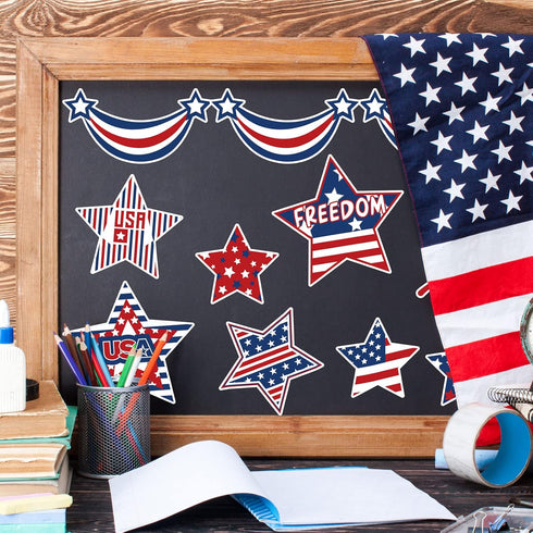 Whaline 24Pcs Patriotic Refrigerator Magnets 4th of July Stars Fireworks Refrigerator Magnetic Stickers Stars and Stripes Magnetic Decals for Inde...