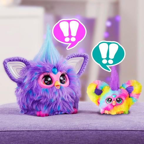 Furby Furblets 2-Pack, Mini Friends Ray-Vee & Hip-Bop, 45+ Sounds Each, Music & Furbish Phrases, Electronic Plush Toys, Rainbow & Pink/Purple, Age...