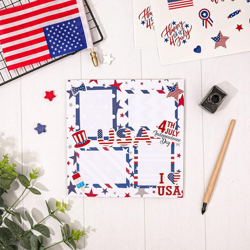 Whaline 24 Sheet 4th of July Pattern Paper with 4 Sheet Stickers Scrapbook Paper Double-Sided Collection Decorative Craft Paper Folded Flat for Pa...