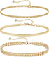 DEARMAY Gold Ankle Bracelets for Women Waterproof 3Pcs 14K Gold Plated Anklets Layered Cuban Link Chain Herringbone Dainty Cute Anklets Set Pack S...