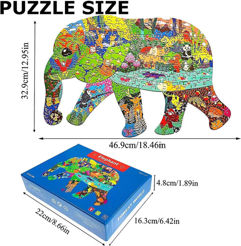Puzzles for Kids Ages 4-8, 8-10 and Adults - Elephant - 200 Piece Shaped Puzzle Animal Shaped Jigsaw Puzzles Kids Educational Games Toys for Home ...