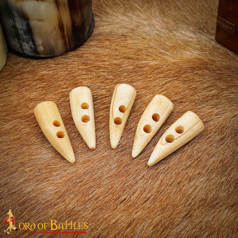5 Pieces, 2" Long Natural Bone Toggles for Coats and Jackets Bone Buttons for Craft, Medieval, Viking, Medieval Fantasy Accessories...