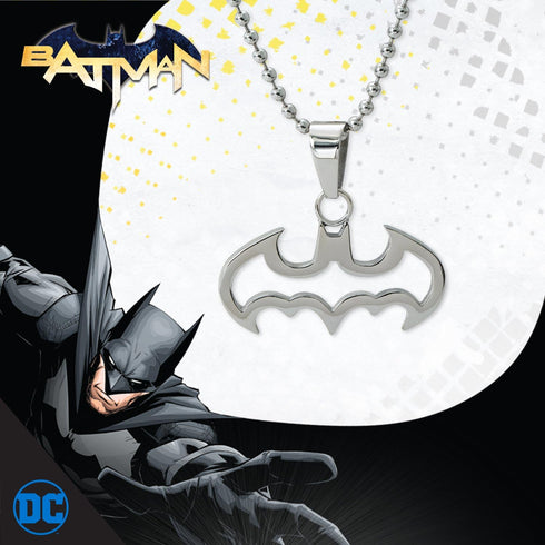DC Comics Batman Jewelry, Stainless Steel Cut Out Logo Pendant Necklace, 16" Ball Chain...