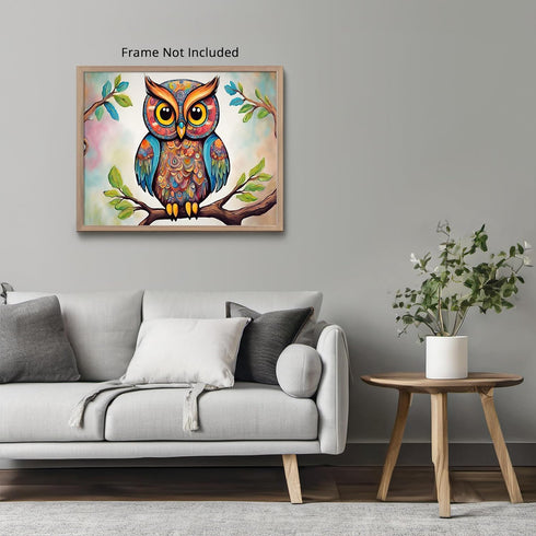 Posterizer 1 pcs- psychedelic funky hippie colorful owl print 6-Fantasy & Fiction Art-Retro Art- Living Room Bedroom Decor- unframed wall art...
