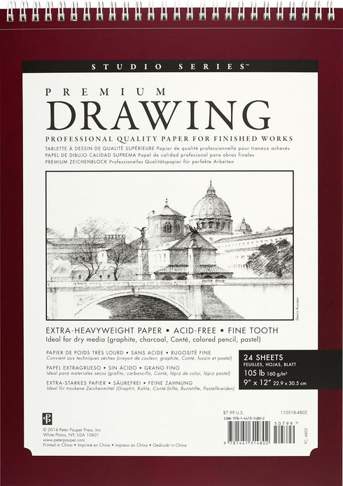 Large Premium Drawing Pad 9'' X 12'' (Sketchbook, Sketch book) (Studio)...