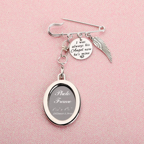 FEELMEM Loss Memorial Gift I Was Always His Angel Now He’s Mine Memorial Safety Pin Brooch Husband Dad Funeral Gift...