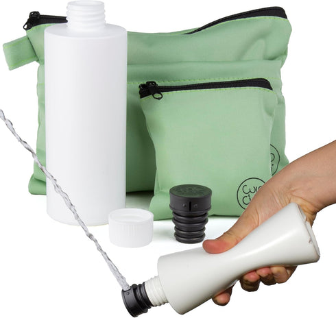CuloClean Hygiene bag for hiking + Portable travel bidet portatil + bottle. Personal hygiene kit for hikers, leave no trace (LNT) while hiking in ...