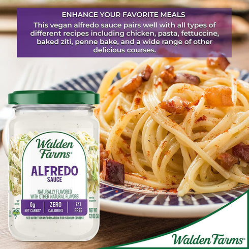 Walden Farms Light Alfredo Sauce 12 oz. Jar (2 Pack) - Thick & Creamy, Vegan, Paleo and Keto Friendly, Non-Dairy Milk Substitute, 0g Net Carbs - P...