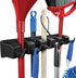 Mop and Broom Holder Wall Mount - Garage Storage Organizer with 5 Slots, 6 Hooks, 7.5lbs Capacity Per Slot - Home, Kitchen, Closet, Garden Tools, ...