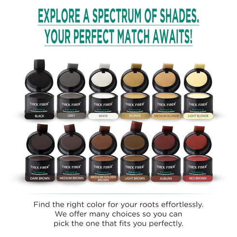 THICK FIBER Root Touch Up Powder, Root Cover Up Hairline Powder for Thin Hair - Water & Sweat Resistant Hair Loss Concealer Set with Hair Powder f...